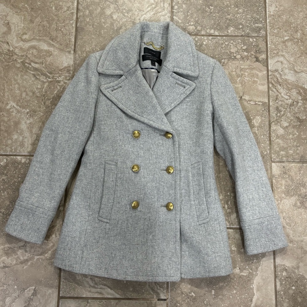 J.Crew Majesty Peacot In Stadium Cloth F4923‎ sz 0 silver